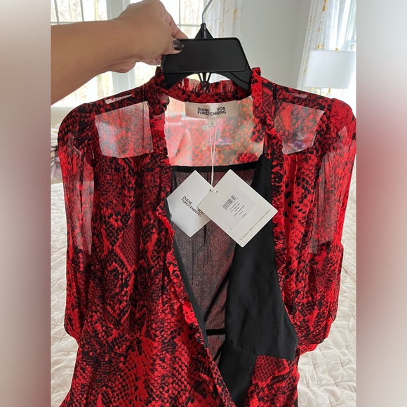 Diane Von Furstenberg DVF Adele Dress snake print carmine red - New with tags - Picture 8 of 11